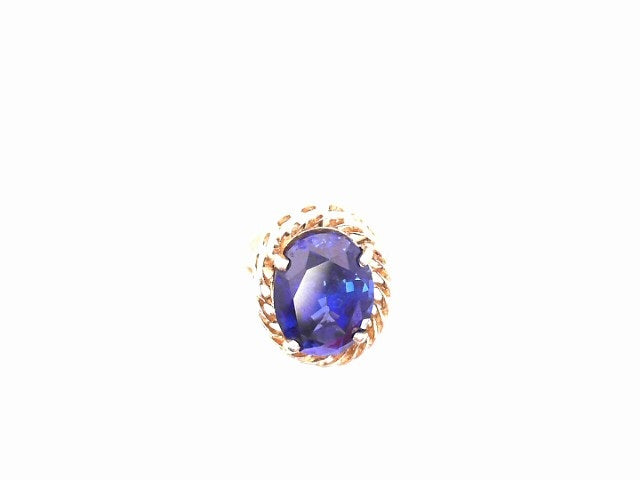 10 KARAT RING SIZE 8 WEIGHT: 7.3G : CZ BLUE OVAL R