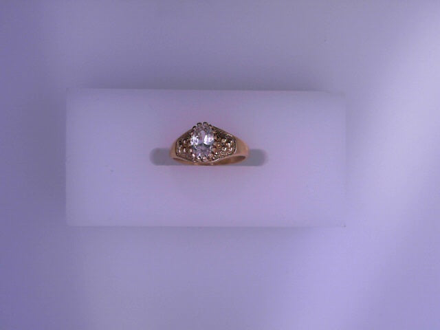 RING 14KR 1.1G #2 KID RING CZ CTR OVAL CLEAR STONE