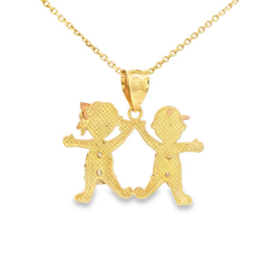 PENDANT 14KP 2.6G BOY GIRL BOY GIRL 3TONE