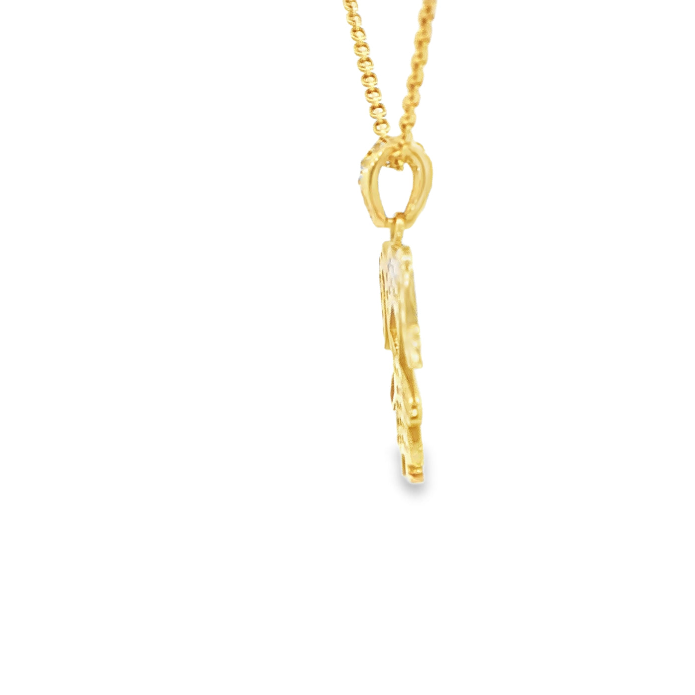 14K PENDENT  1.4G GIRL CZ GIRL PIGTAILS CZ BAIL