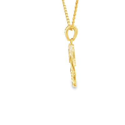 14K PENDENT  1.4G GIRL CZ GIRL PIGTAILS CZ BAIL