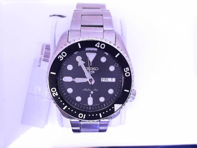 SEIKO 5 AUTOMATIC BLACK BEZEL SRPD55 STEEL