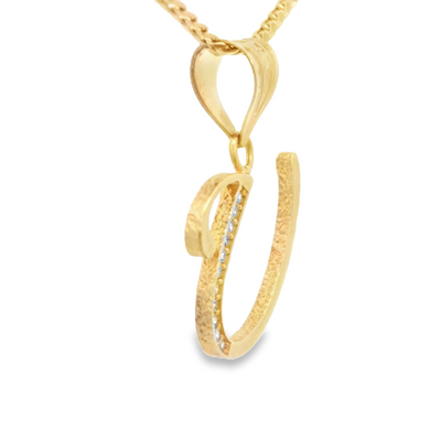 PENDANT 14K CZ LETTER U