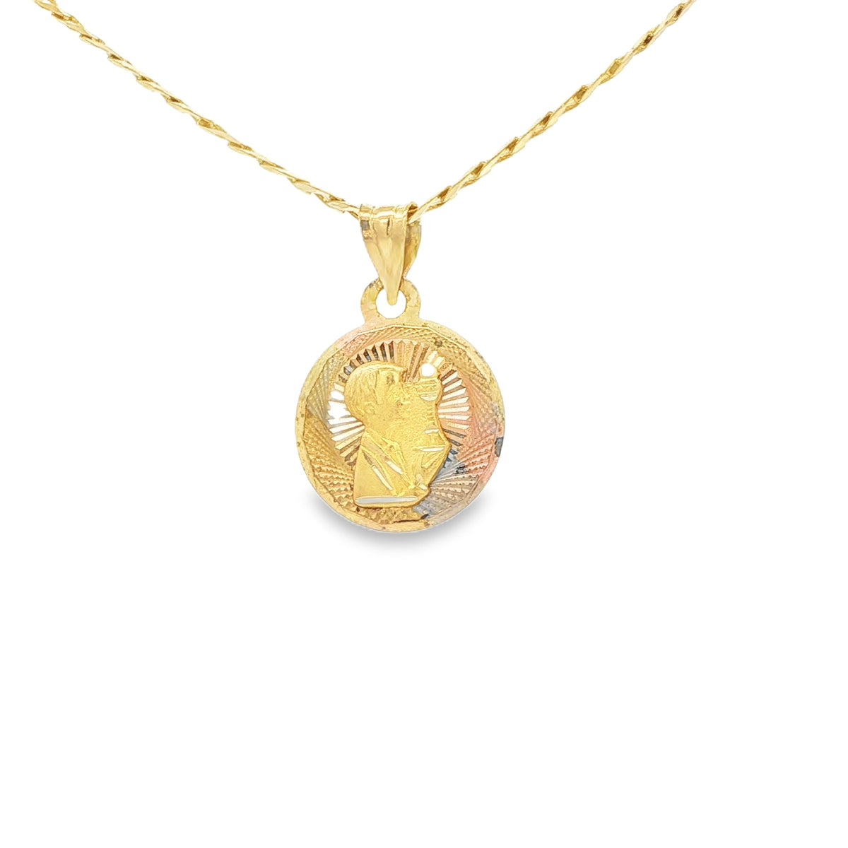 14K PENDENT  THREE TONE  FIRST COMMUNION MED