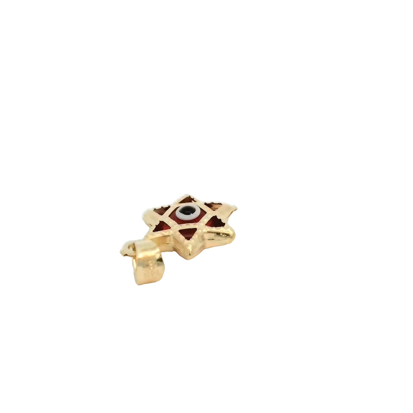 PENDANT 14K EVIL EYE RED STAR MILIGRAIN