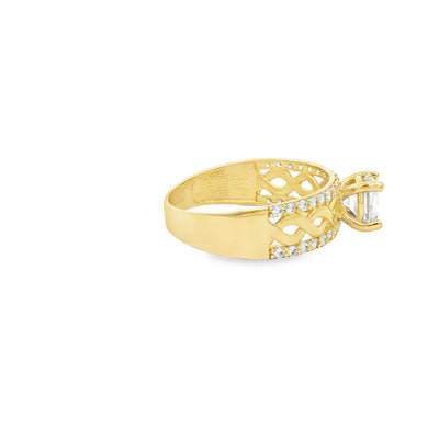 14 KARAT RING SIZE 7.75 WEIGHT: 2.6G : 6MM CZ SOLI
