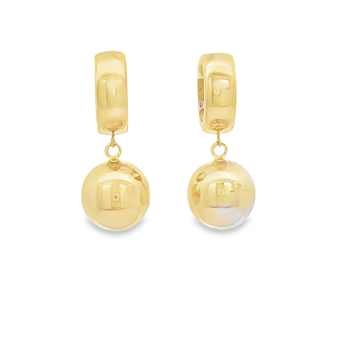 14 KARAT DROP EARRINGS HUGGIE BALL END