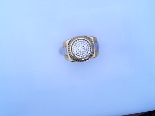 RING 14KR 7.8G #11 CZ RND CNTR WHTE CLUSTER