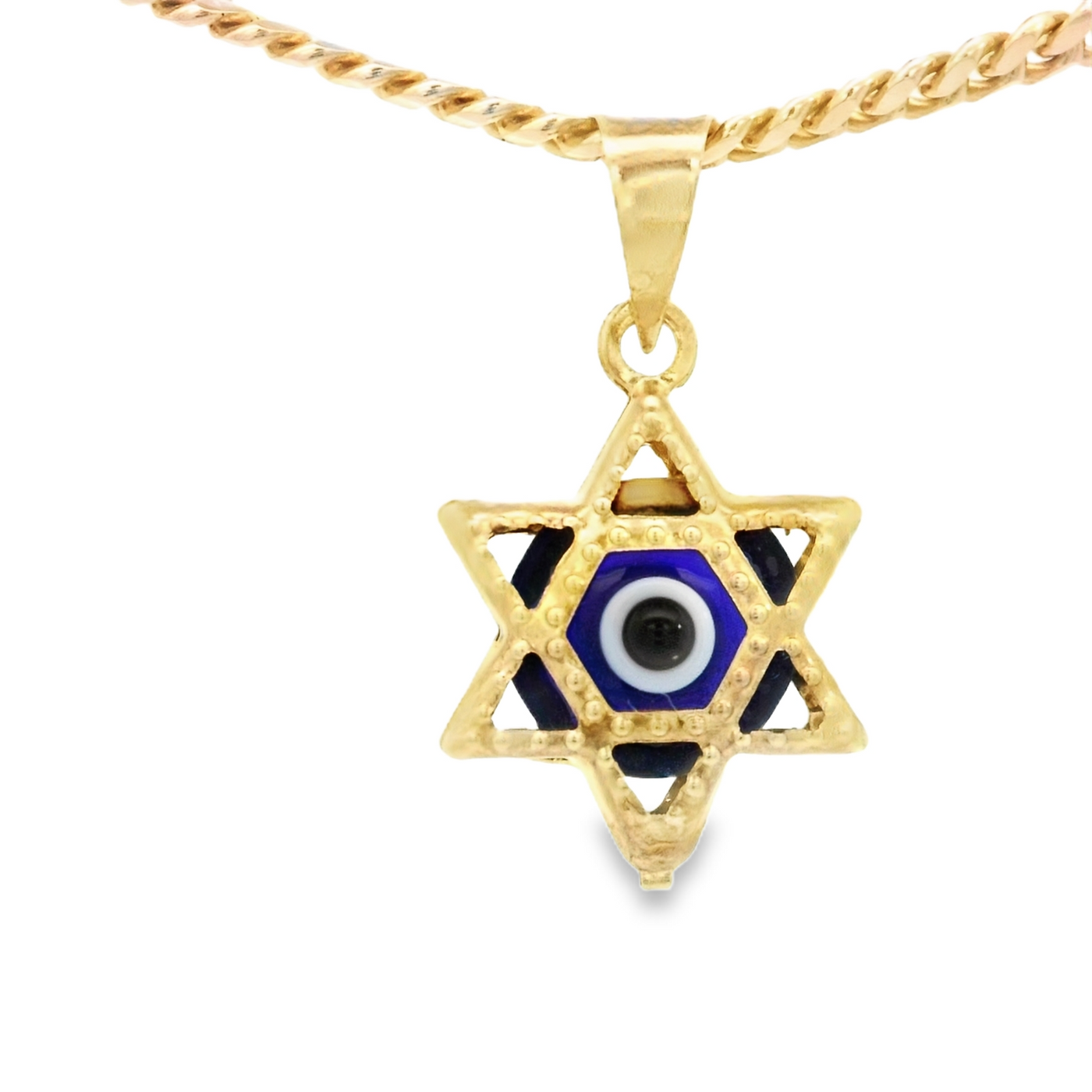 PENDANT 14K EVIL EYE BLUE STAR MILIGRAIN