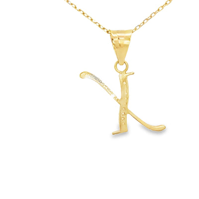 PENDANT 14K Letter X CZ Italian