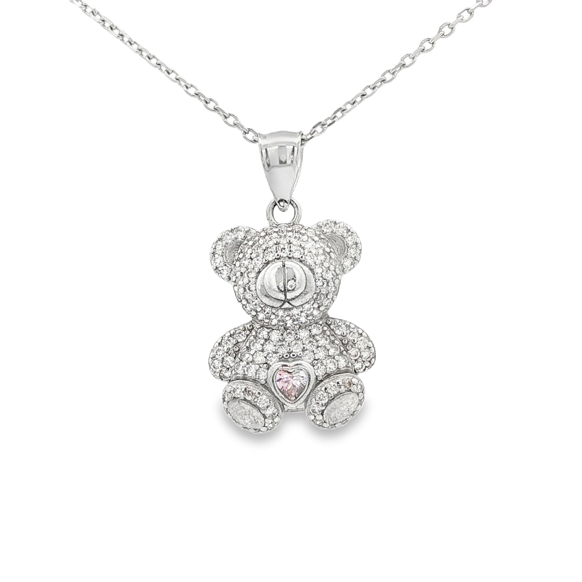 14KP W 4.3G TEDDY BEAR CZ TEDDY BEAR PINK HEART