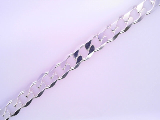 White Sterling Silver Cuban Italian Curb Chain Len