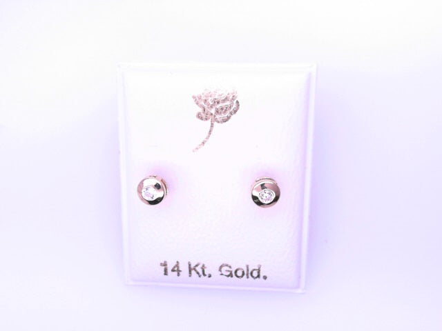 14 KARAT STUD EARRINGS WEIGHT: 0.8G : 5MM CZ CLEAR