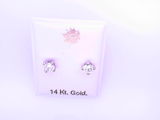 14 KARAT STUD EARRINGS WEIGHT: 0.8G : 5MM CZ CLEAR