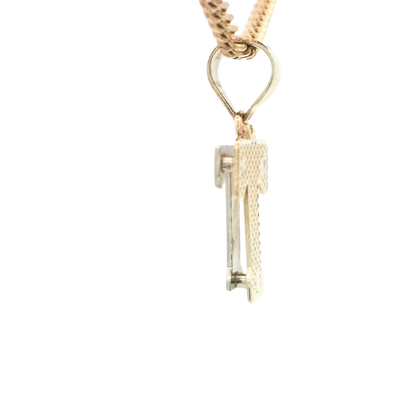 10 KARAT CHARM  LETTER T TWO TONE
