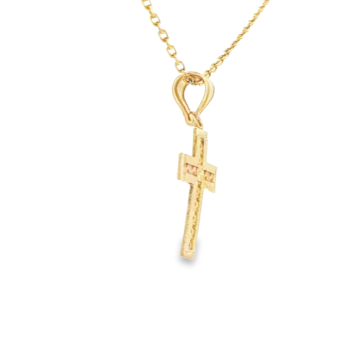 14K CHARM CROSS DC HIGH POLISH BORDER NEGATIVE SPACE