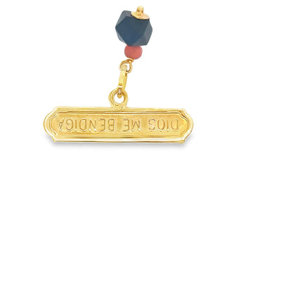 18 KARAT CHARM  AZABACHE PIN BROCHE DIOS ME BENDIGA