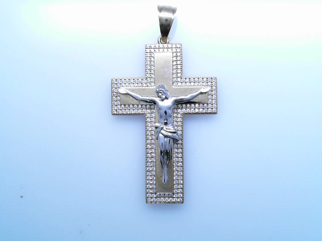 14K PENDENT 9.1G CROSS CZ JESUS CROSS