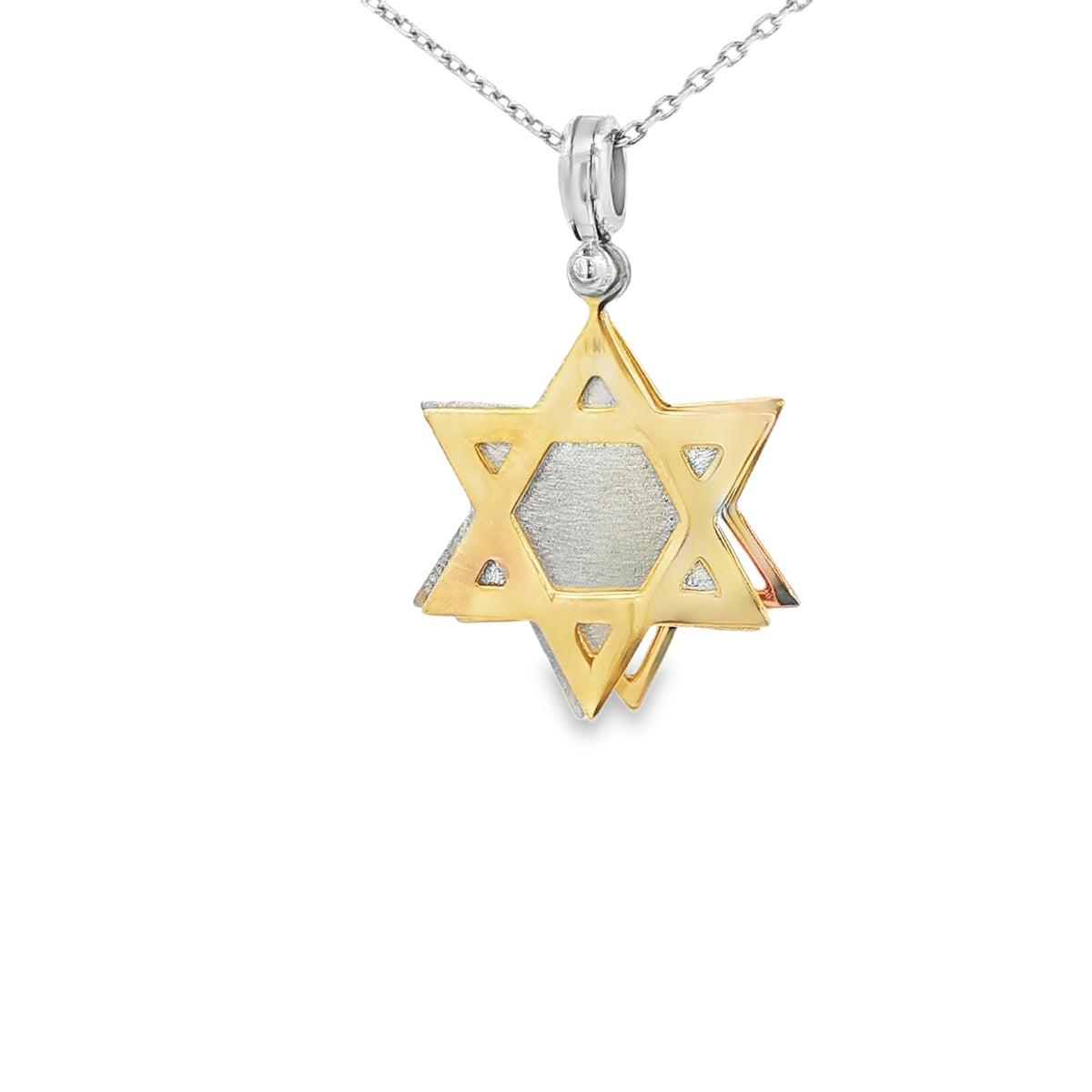 PENDANT 14K 4.5G STAR DAVID 2TONE OM 3 SLIDERS