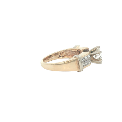 RING 14K #7 GIA CERTIFICATE DIAMOND ROUND   CHANNEL SET PRINCESS