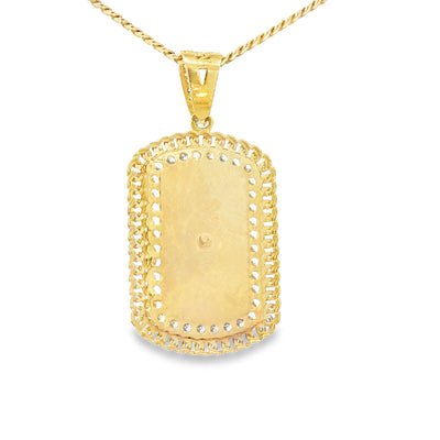 14K PENDENT 3.6G STYLE CHANEL PLAQUE CZ ONYX CUBAN