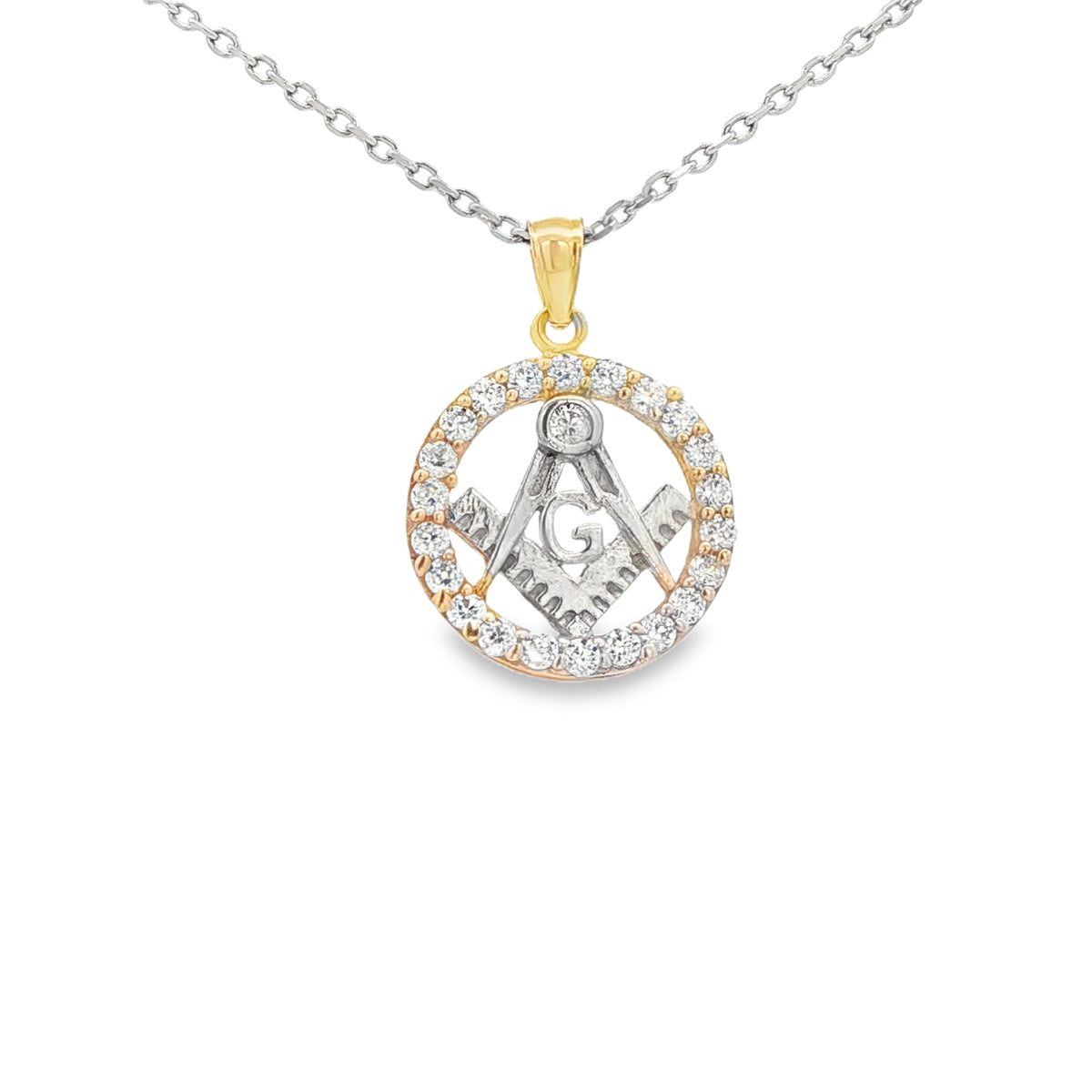 PENDANT 14K MASON CZ 2TONE