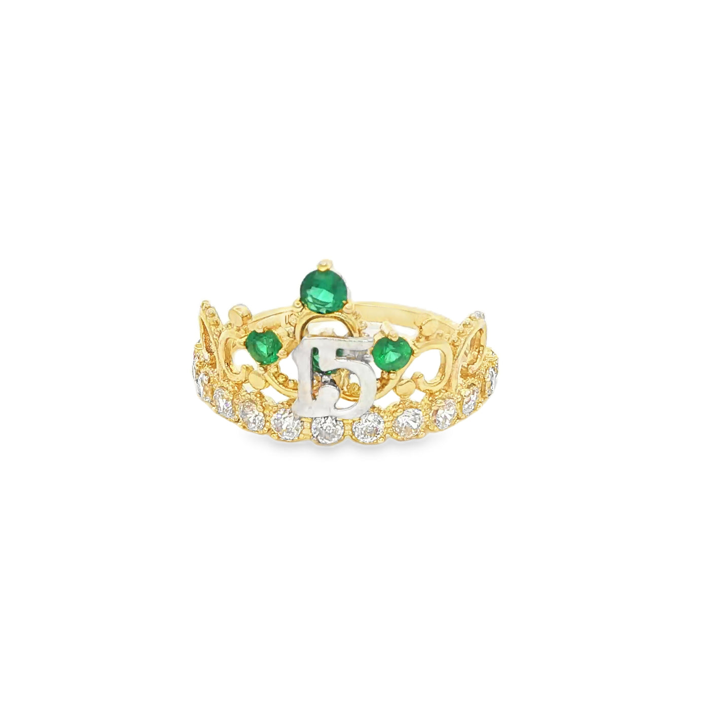 14 KARAT RING SIZE 7.5 WEIGHT: 2.7G : CZ QUINCE 15