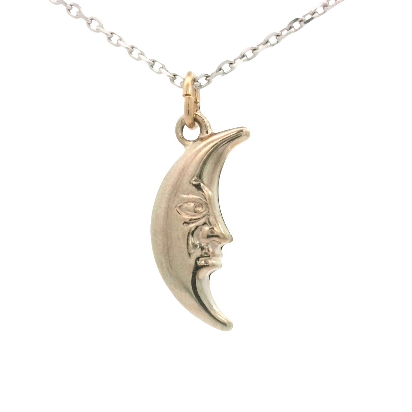 14 KARAT CHARM CRESENT MOON WITH FACE