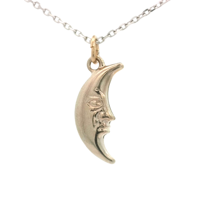 14 KARAT CHARM CRESENT MOON WITH FACE