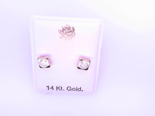 14 KARAT STUD EARRINGS WEIGHT: 0.8G : 5MM CZ CLEAR