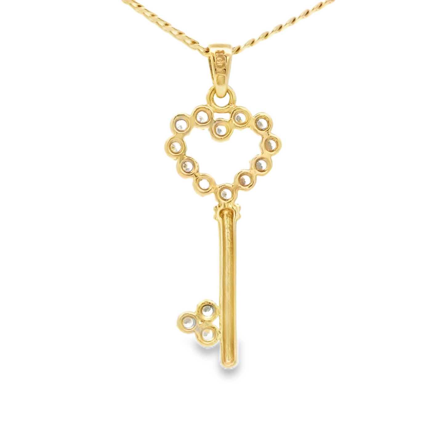 14KP KEY CZ KEY HEART