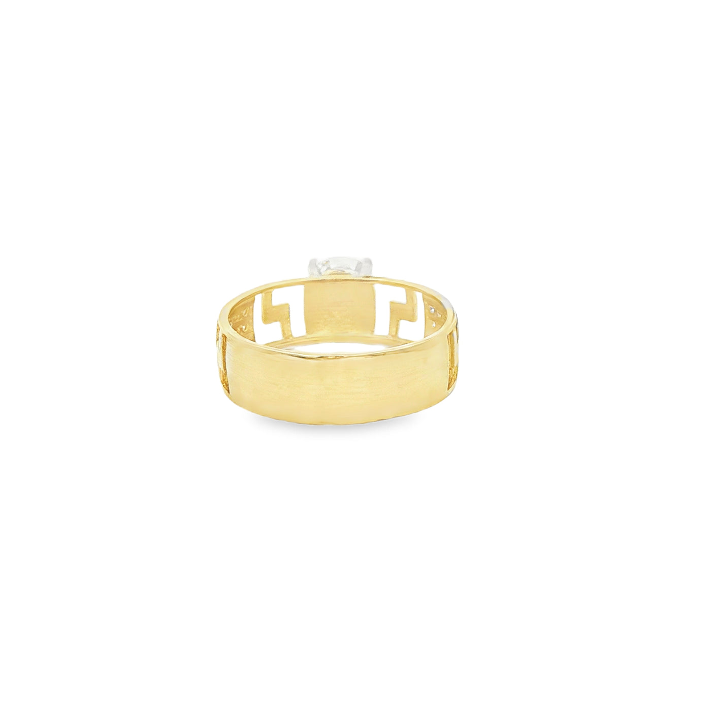 14 KARAT RING SIZE 7 WEIGHT: 2.6G : 5.5MM CZ GREEK