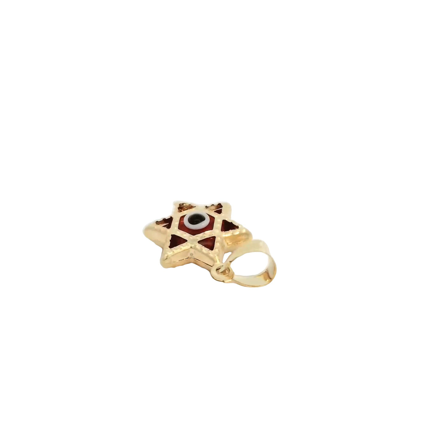 PENDANT 14K EVIL EYE RED STAR MILIGRAIN