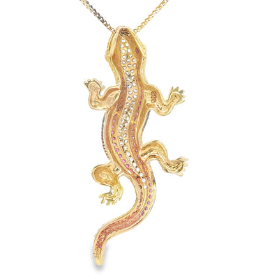 14KP 7.0G LIZARD CZ LIZARD SLIDE CLEAR AND RED