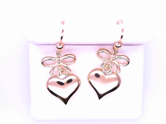 14 KARAT DROP EARRINGS WEIGHT: 3.7G : PUFF HEART W