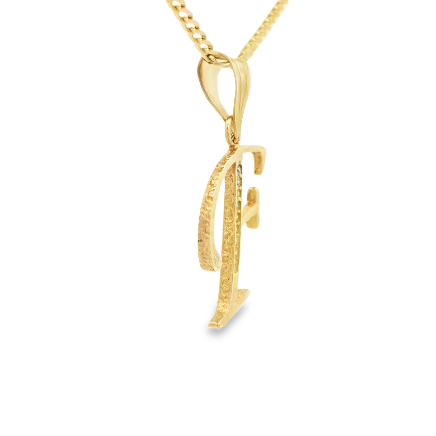 PENDANT 14K LETTER F CZ