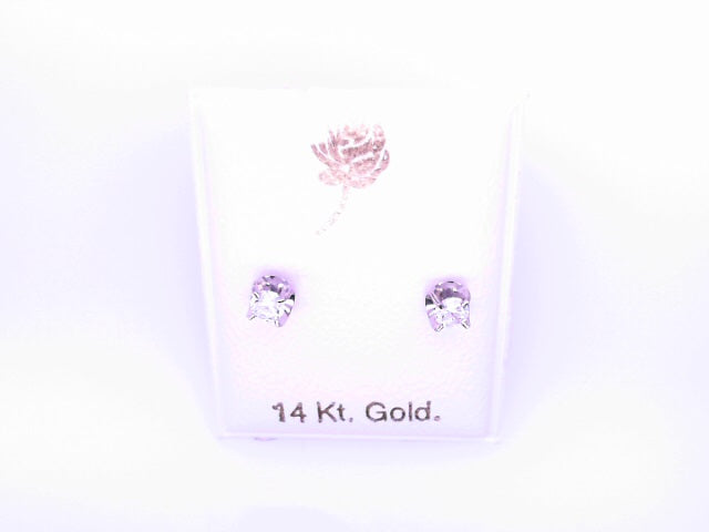 14 KARAT STUD EARRINGS WEIGHT: 0.8G : 5MM CZ CLEAR