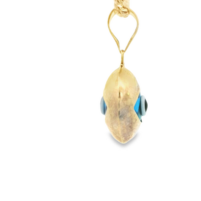 PENDANT 14K EVIL EYE BLUE OVAL POLISHED