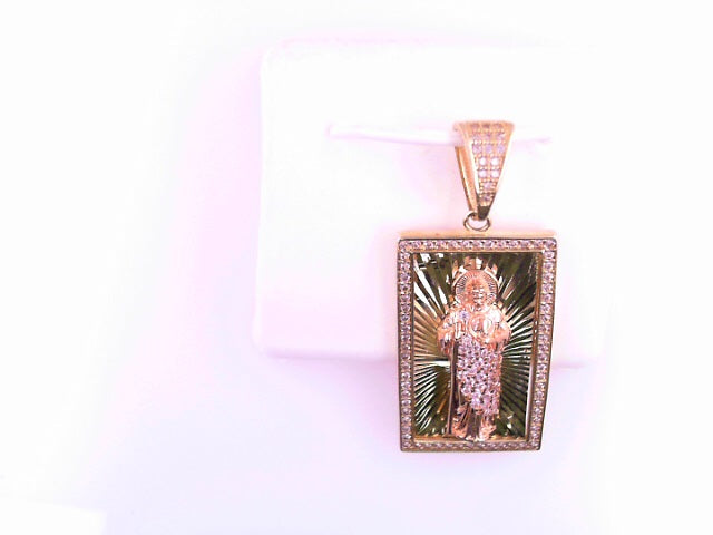 PENDANT 14K 5.1G SAINT ST JUDE CZ DC PLAQUE