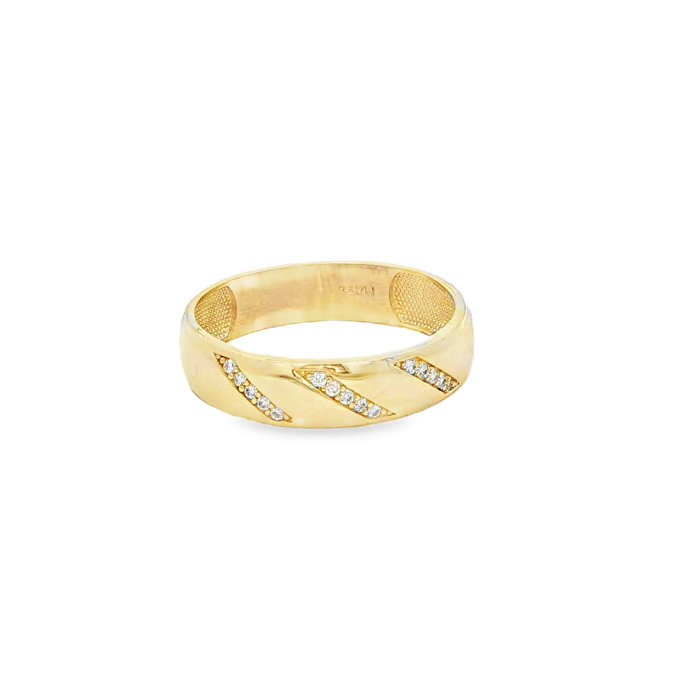 14 KARAT RING SIZE 10.25 WEIGHT: 2.6G : 5MM CZ 3 S