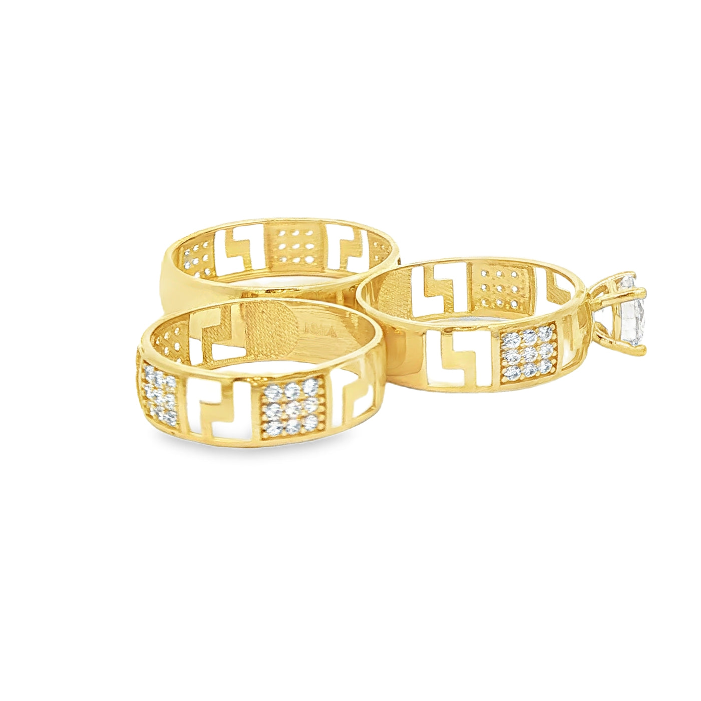 14 KARAT RING SIZE 7 WEIGHT: 2.0G : 5.5MM CZ GREEK