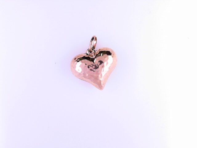 PENDANT 14KP 2.4G PUFF HEART HAMMERED