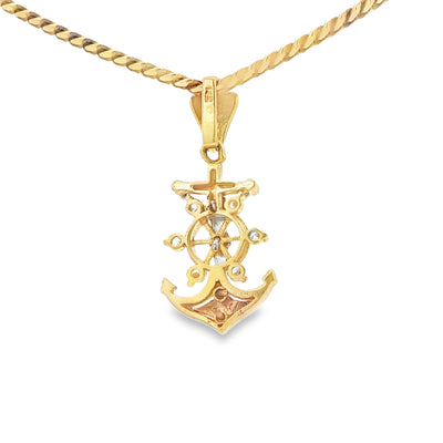 PENDANT 14K 3.4G 3TONE ANCHOR