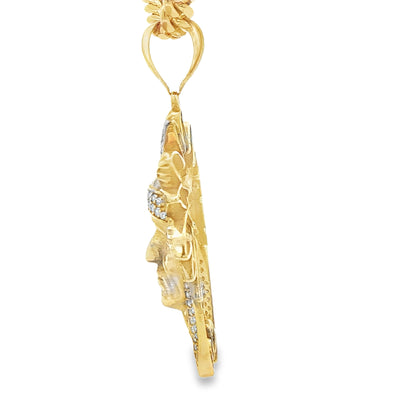 PENDANT 14KP 9.9G Indian Cz Leafs