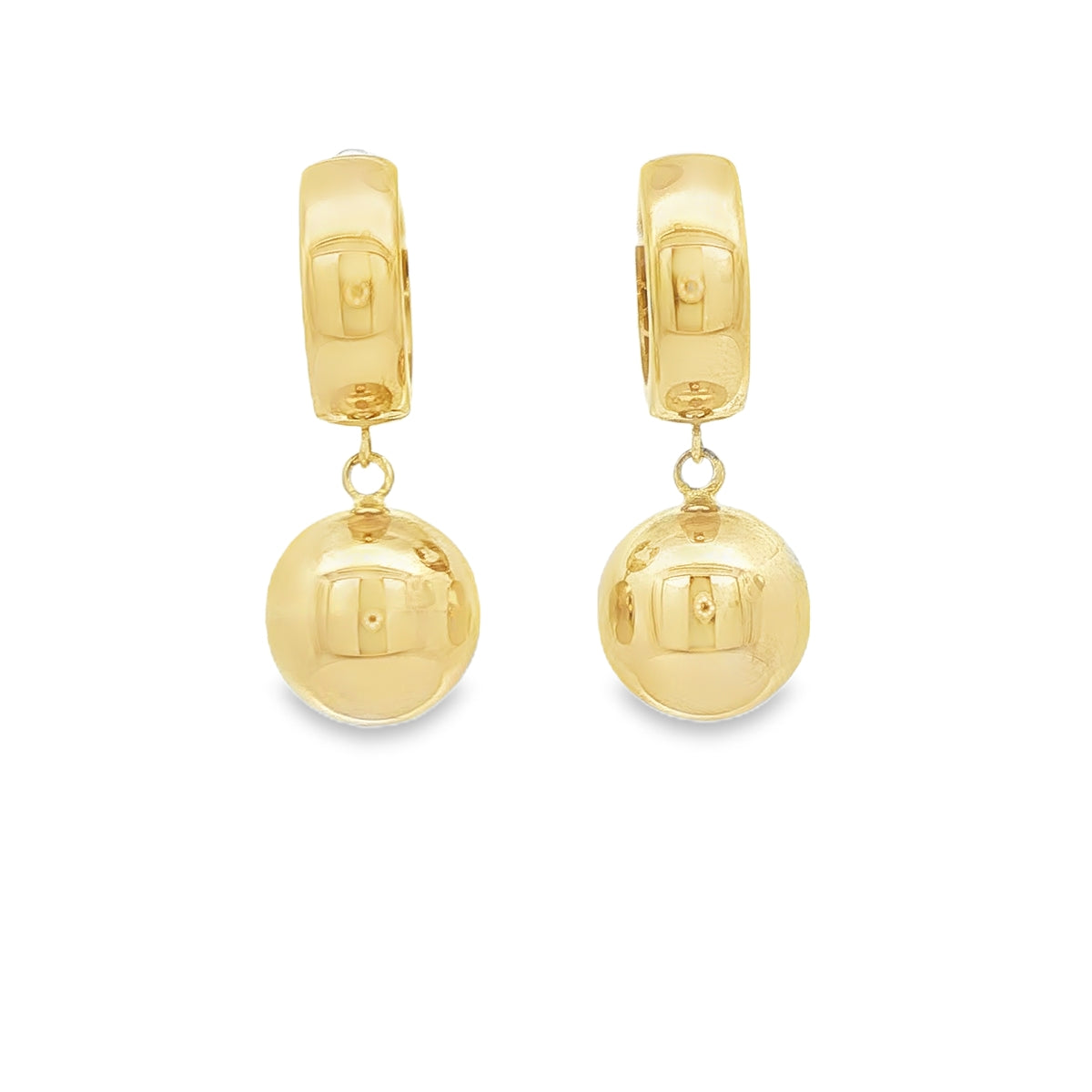 14 KARAT DROP EARRINGS HUGGIE BALL END