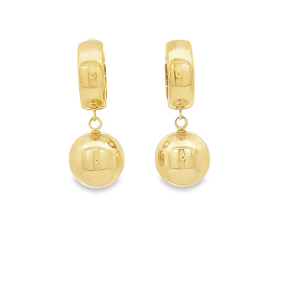 14 KARAT DROP EARRINGS HUGGIE BALL END