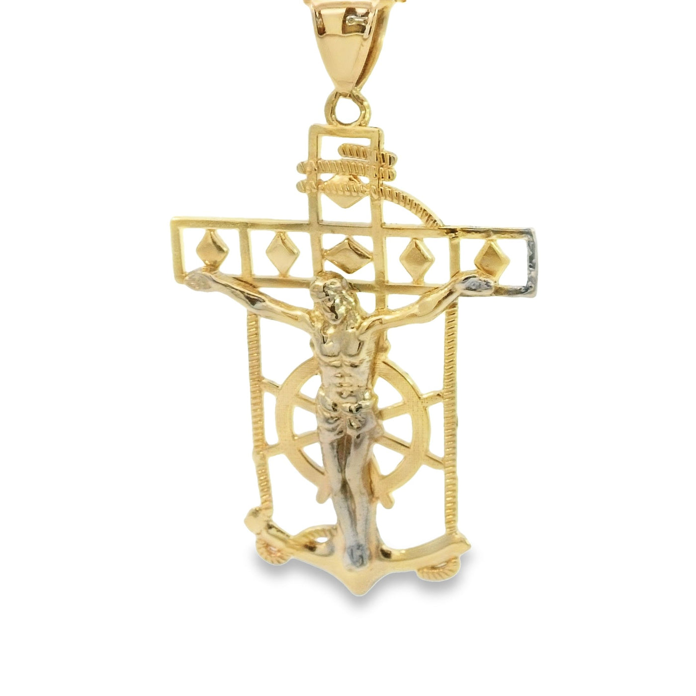 14K Nautical Jesus Cross Two-Tone