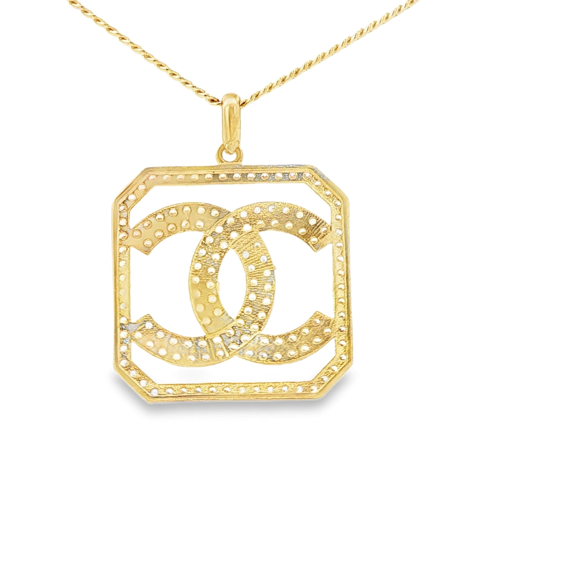 PENDANT 14KP 3.8G STYLE CHANEL CZ SQUARE NEGATIVE