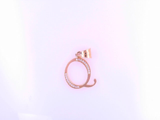 PENDANT 14K Letter Q 1.3g CZ Italian