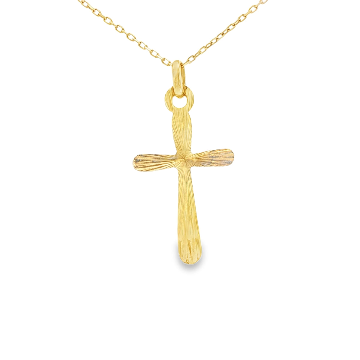 18 KARAT CHARM CROSS SUNBURST DESIGN